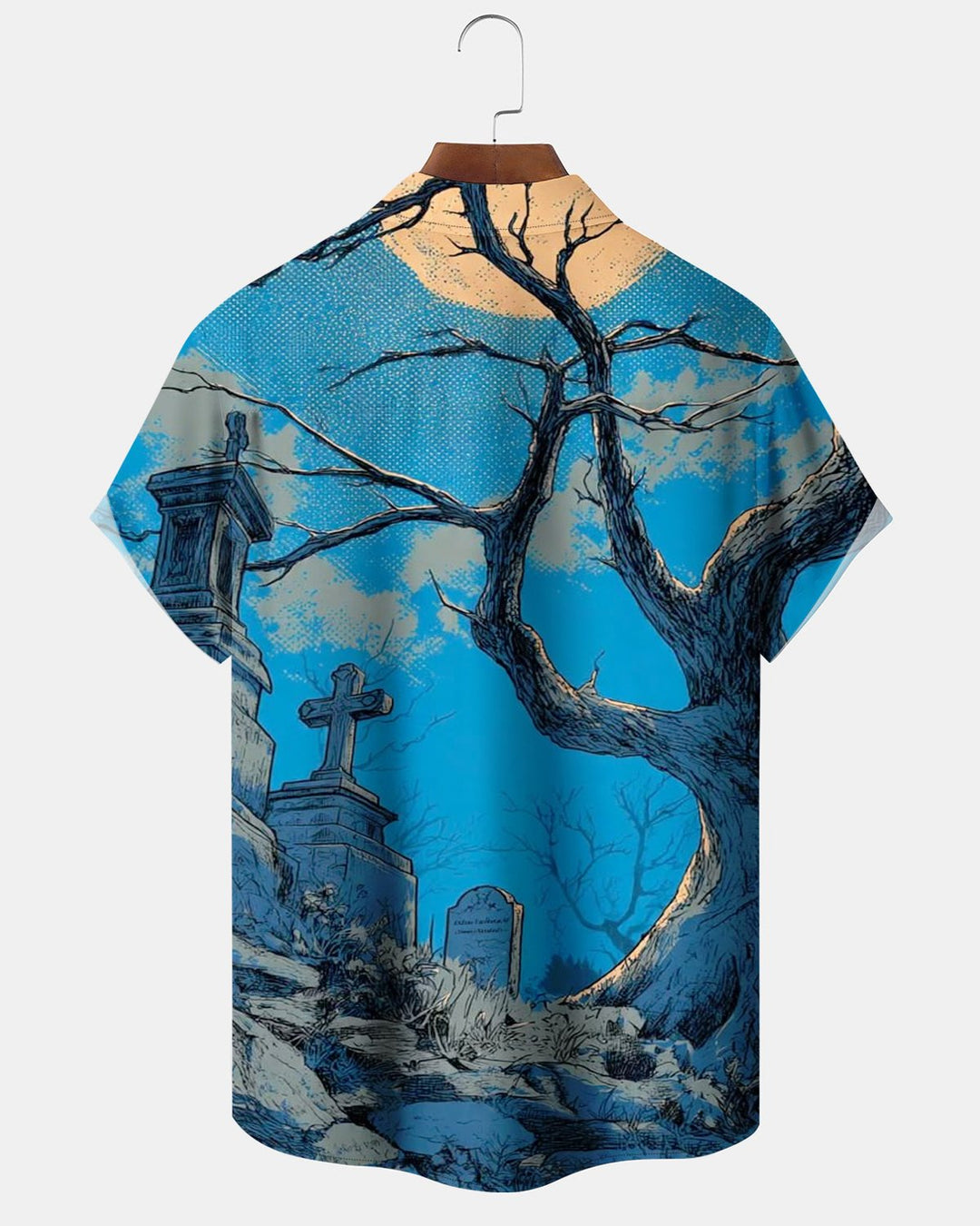 Alohadaddy® Halloween Forest Tombstone Cross Print Men&