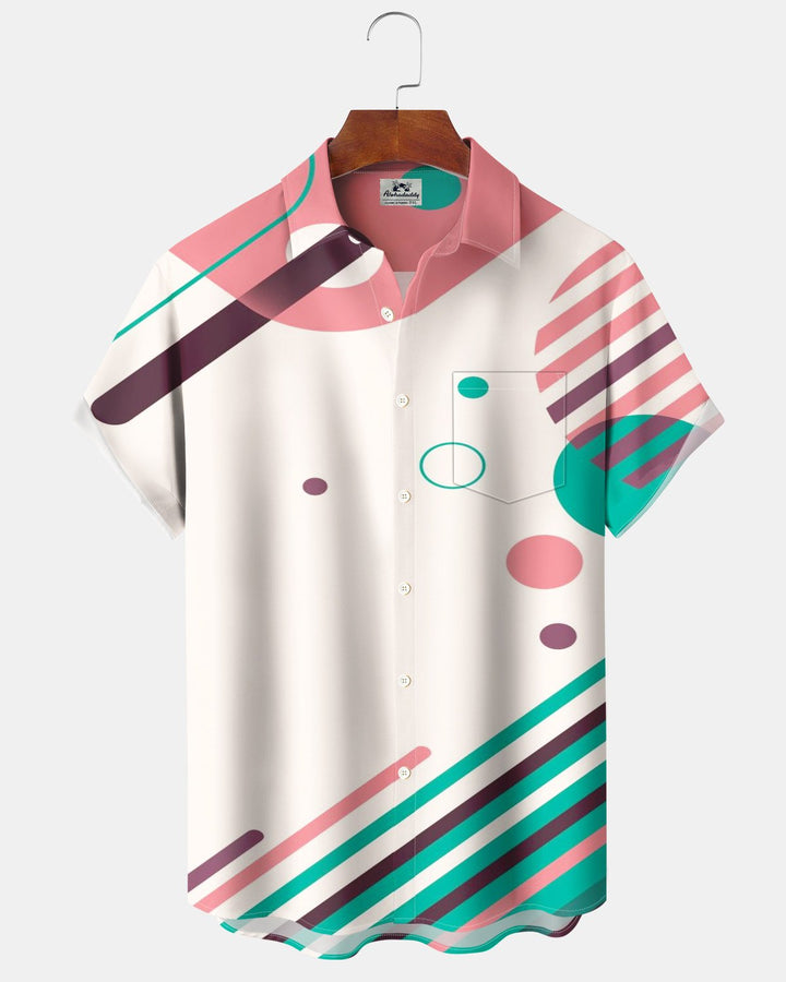 Alohadaddy® Casual Geometric Striped Polka Dot Print Men&