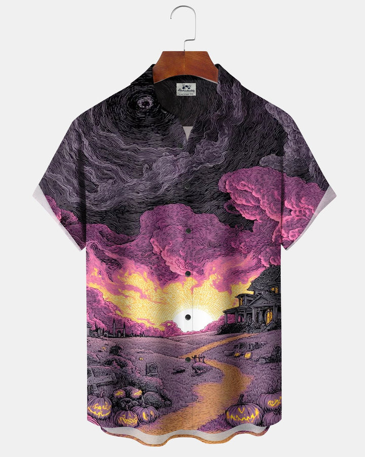 Alohadaddy® Halloween Pumpkin Castle Sky Print Men&