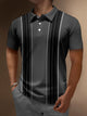 Camisa tipo polo de manga corta con botones y estampado de rayas estilo bolos retro para hombre de Alohadaddy