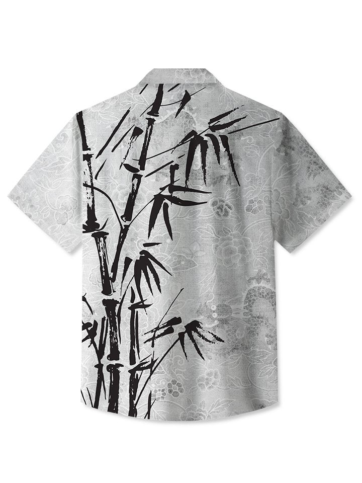 Camisa informal de uso diario con estampado de tinta de bambú y dragón oriental vintage para hombre de Alohadaddy