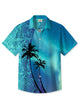 Alohadaddy Hawaii Beach Tropical Plant Leaves Flower Aurora Ombre Palm Tree Aloha Shirt