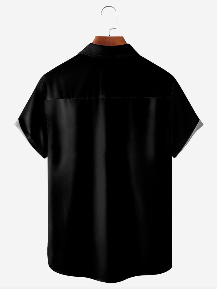 Camisa de manga corta con bolsillo abotonado y estampado geométrico atómico 3D retro de bolos de Alohadaddy para hombre, talla grande y alta