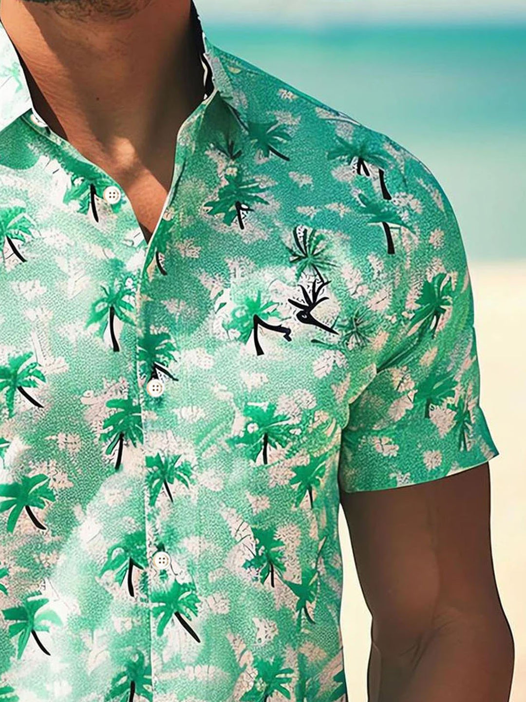 Camisa de manga corta con bolsillo abotonado y estampado digital 3D de árbol de coco hawaiano de Alohadaddy para hombre, talla grande y alta