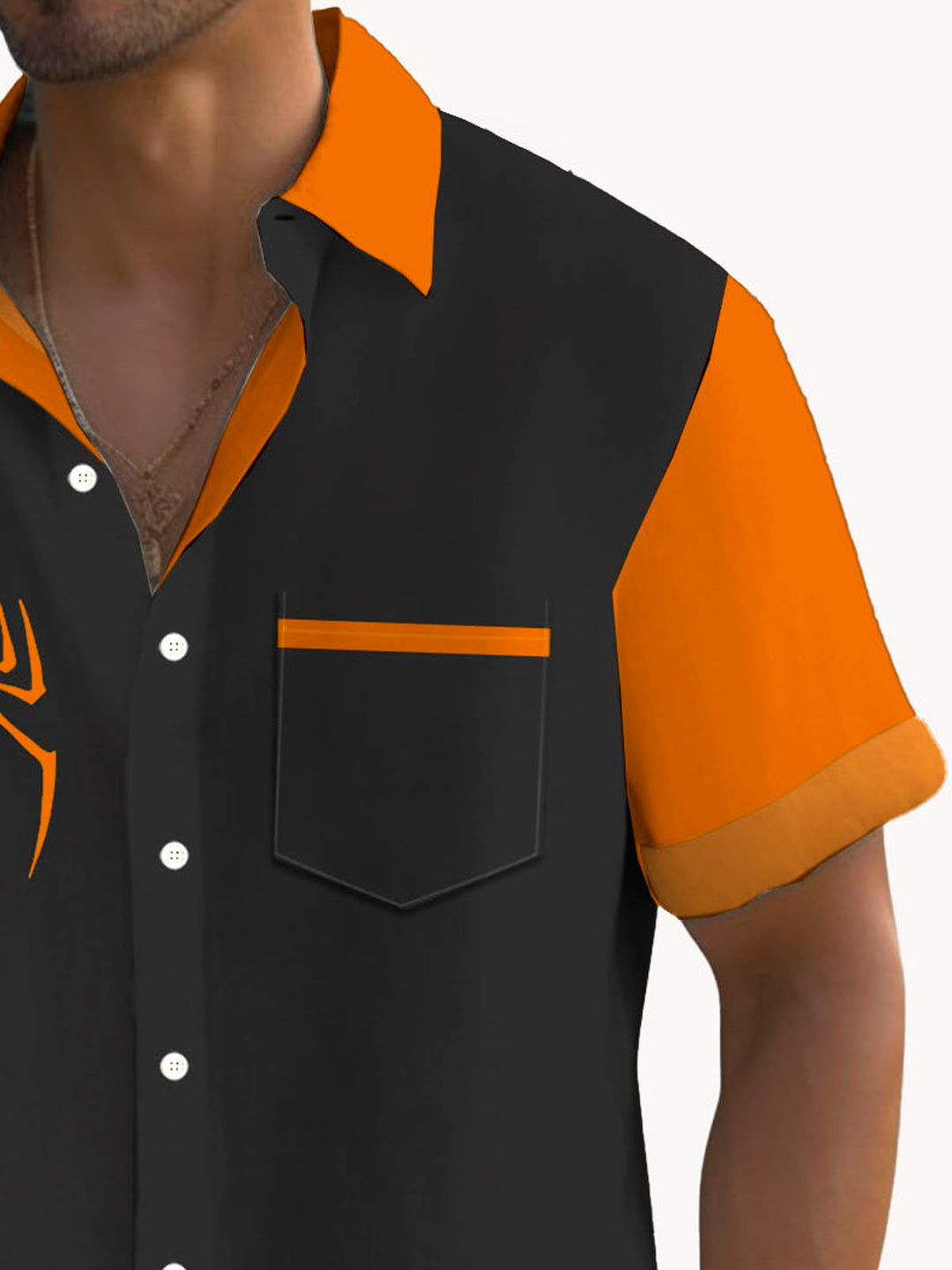Chemise à manches courtes et poches à boutons pour homme avec imprimé numérique 3D Halloween Spider d&