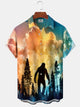 Alohadaddy Hawaii Resort Style Bigfoot Silhouette Print Art Buttons Stretch Large Size Men's Shirt
