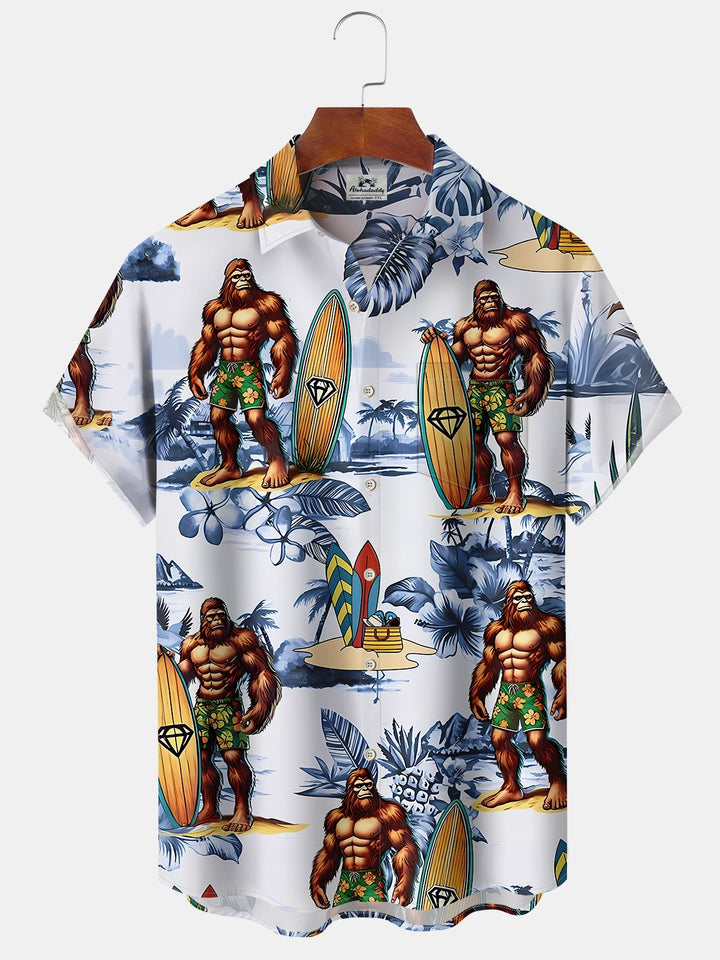 Alohadaddy Hawaii  Bigfoot Print Art Buttons Stretch Large Size Men&