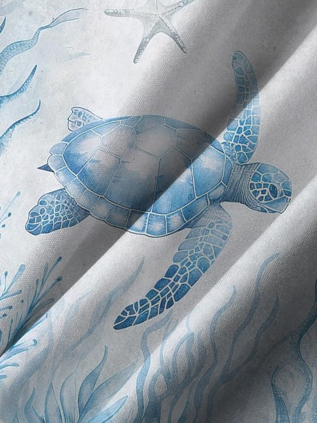 Alohadaddy Hawaiian Sea Turtle Seahorse Print Art Chest Pocket Stretch Short Sleeve Shirt