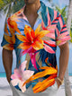 Alohadaddy® Casual Floral Art Print Chest Pocket Moisture Wicking Large Size Hawaiian Shirt