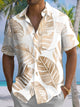 Alohadaddy® Palm Leaf Art Print Pockets Elastic Hawaiian Men's Short Sleeve Shirt Big & Tall
