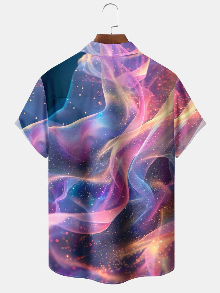 Alohadaddy® Casual Abstract Texture  Chest Pocket Stretch Oversized Men&
