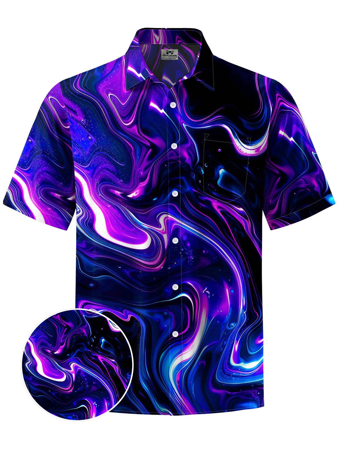 Alohadaddy® Casual Abstract Texture Print Stretch Large Size Chest Pocket Men&