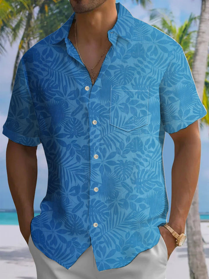 Alohadaddy® Casual Leaves Gradient Print Chest Pocket Men&