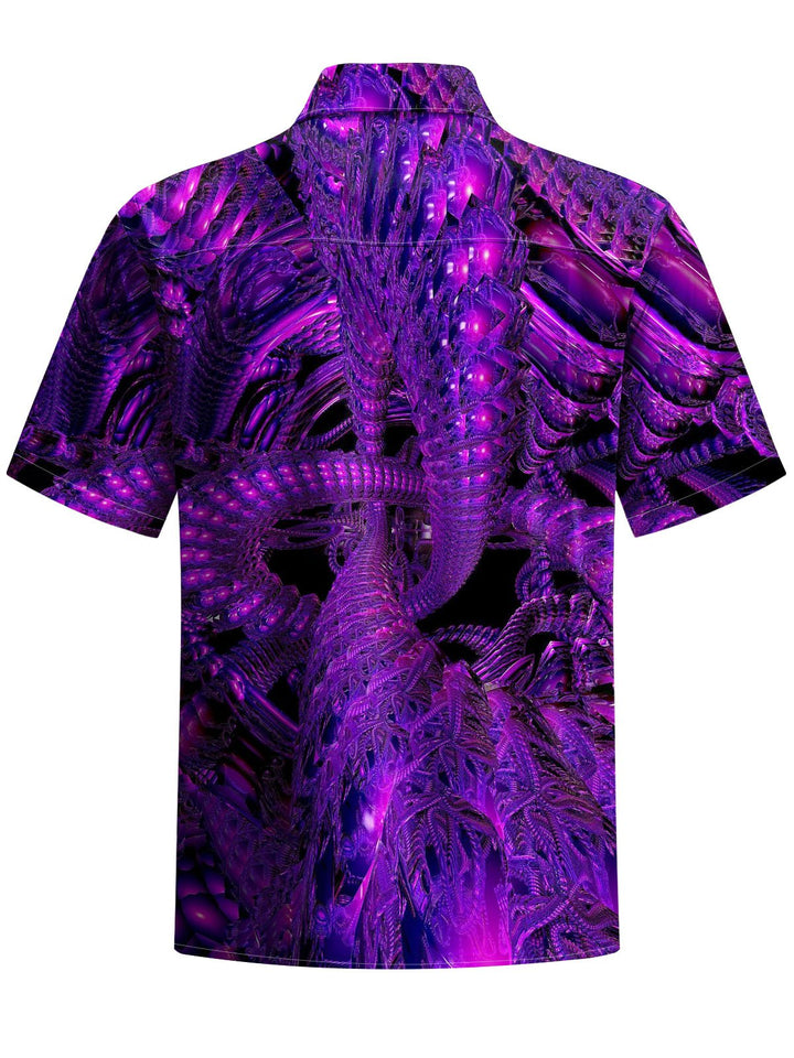 Alohadaddy® Vintage Abstract Texture Print Chest Pocket Mens Short Sleeve Shirt Big &amp; Tall