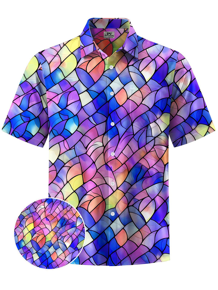 Alohadaddy® Vintage Geometric Print Chest Pocket Men&