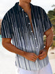 Alohadaddy® Casual Stripes Art Print Moisture Wicking Chest Pocket Mens Short Sleeve Shirt Big & Tall