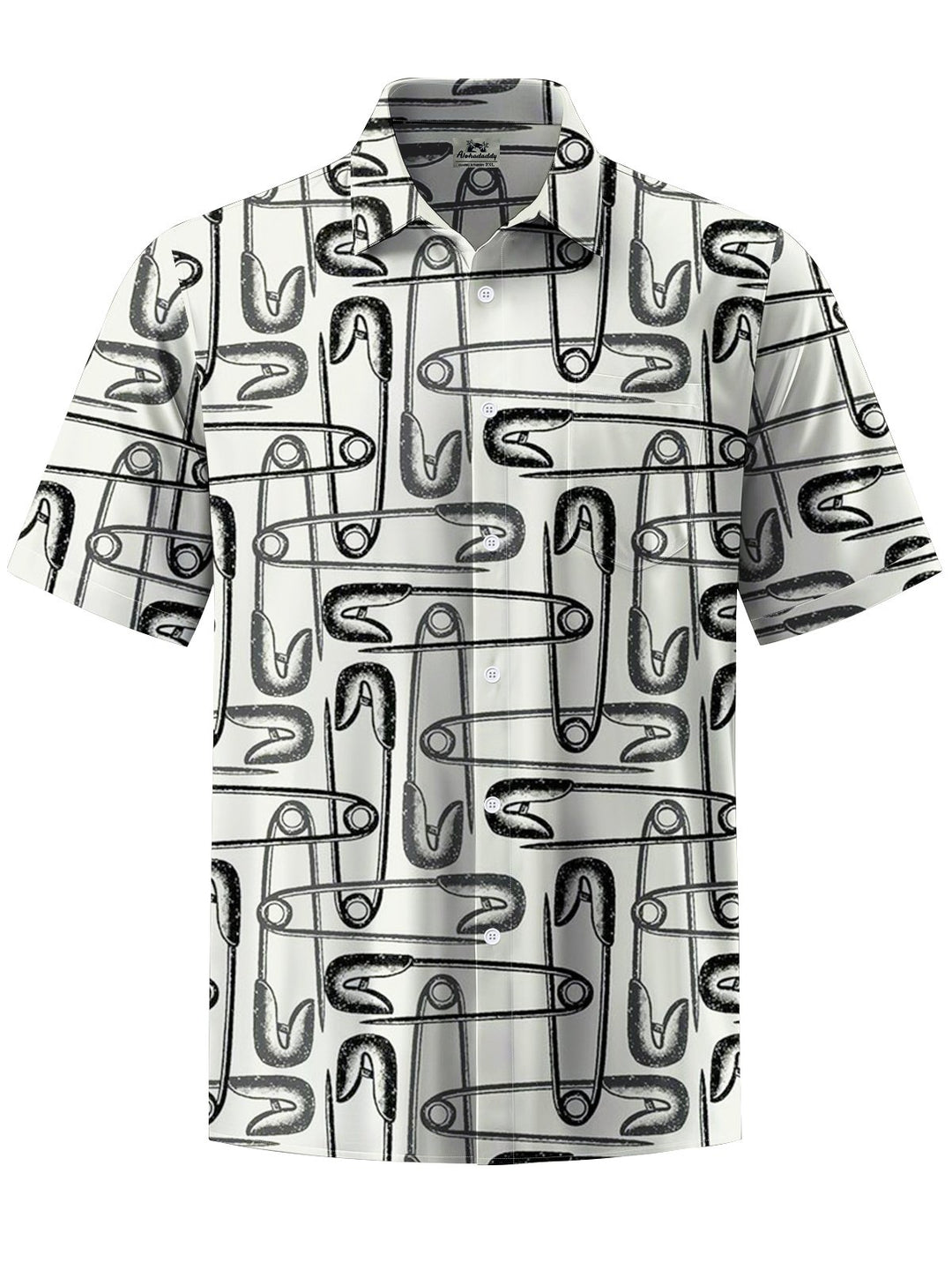 Alohadaddy® Vintage Paper Clip Art Chest Pocket Mens Short Sleeve Shirt Big &amp; Tall