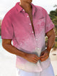 Alohadaddy® Casual Gradient Art Print Chest Pocket Men's Short Sleeve Shirt Big & Tall