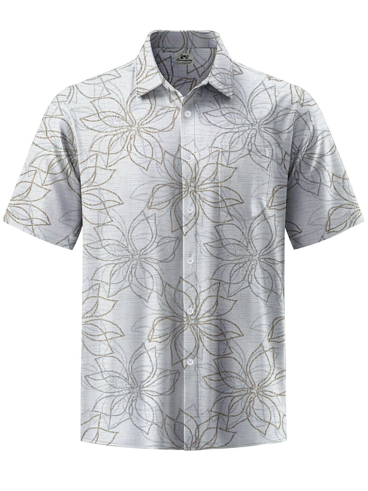 Alohadaddy® Casual Floral Art Print Chest Pocket Men&