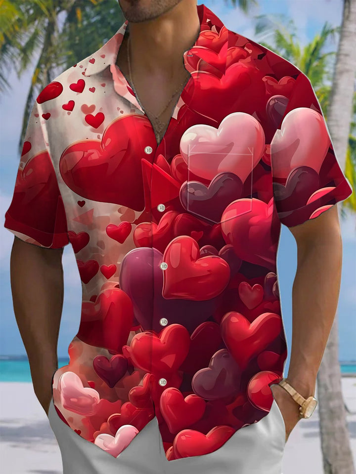 Alohadaddy® Casual Heart Gradient Art Print Chest Pocket Men&
