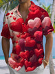 Alohadaddy® Casual Heart Gradient Art Print Chest Pocket Men's Short Sleeve Shirt Big & Tall