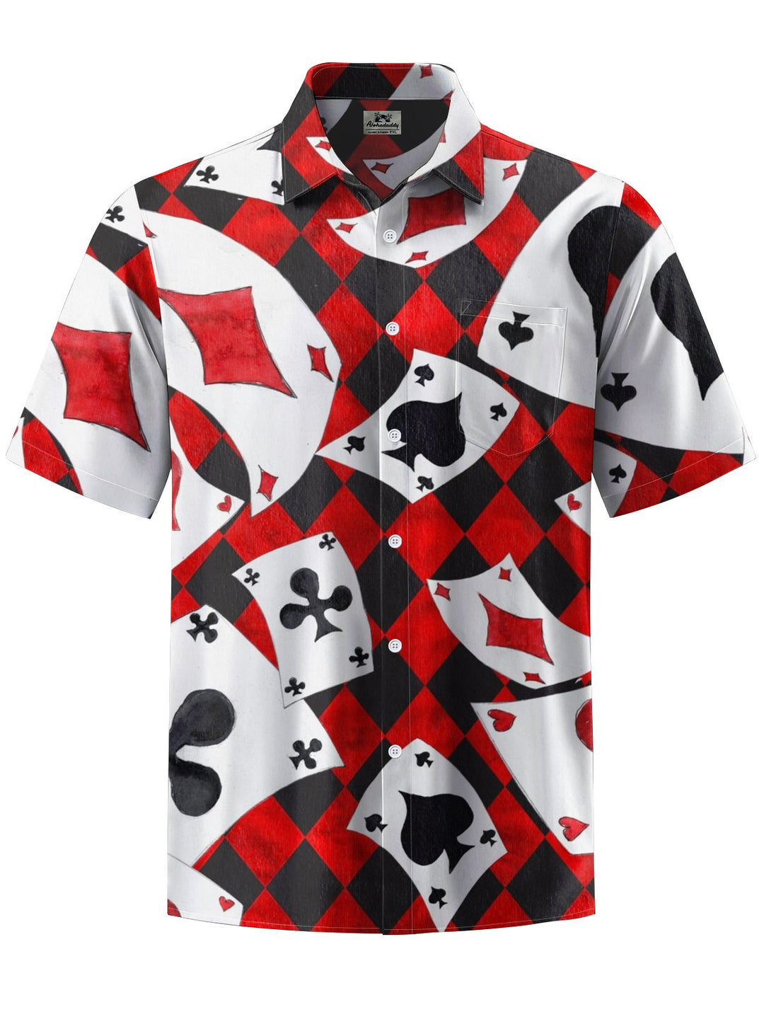 Alohadaddy® Casual Card Geometric Contrast Art Print Chest Pocket Men&