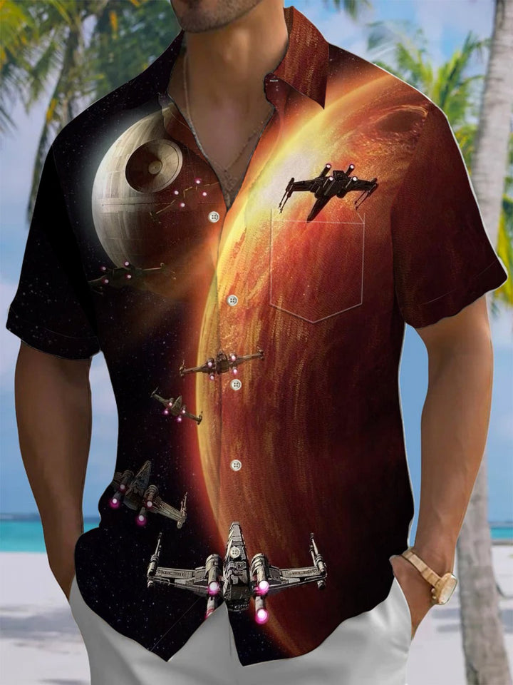 Alohadaddy® Vintage Star Wars Spaceship Print Pocket Men&