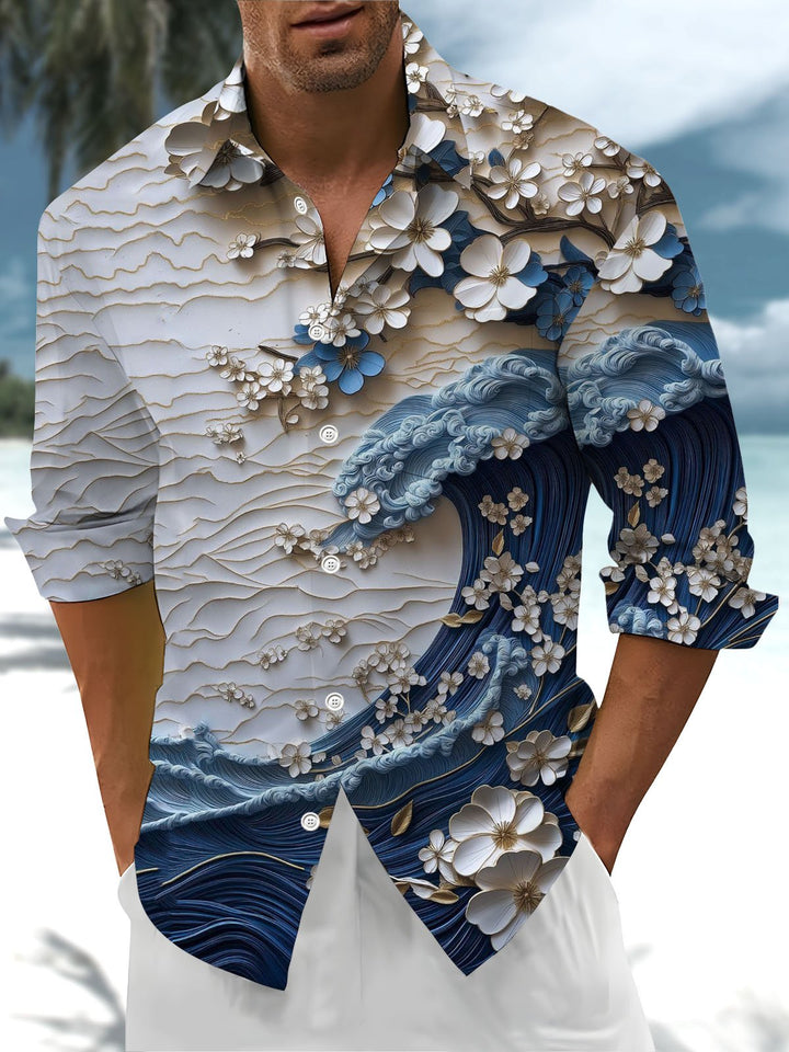 Alohadaddy® Casual Wave Floral Print Pocket Stretch Men&