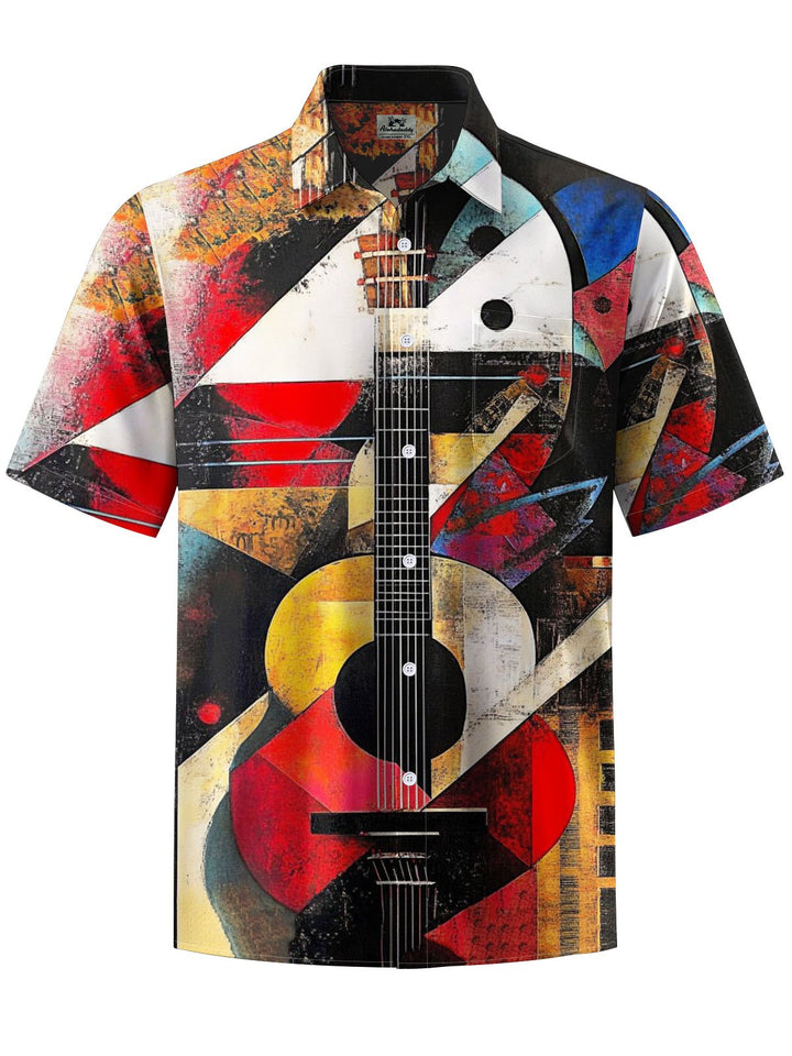 Alohadaddy® Retro Geometric Guitar Print Art Pocket Stretch Men&