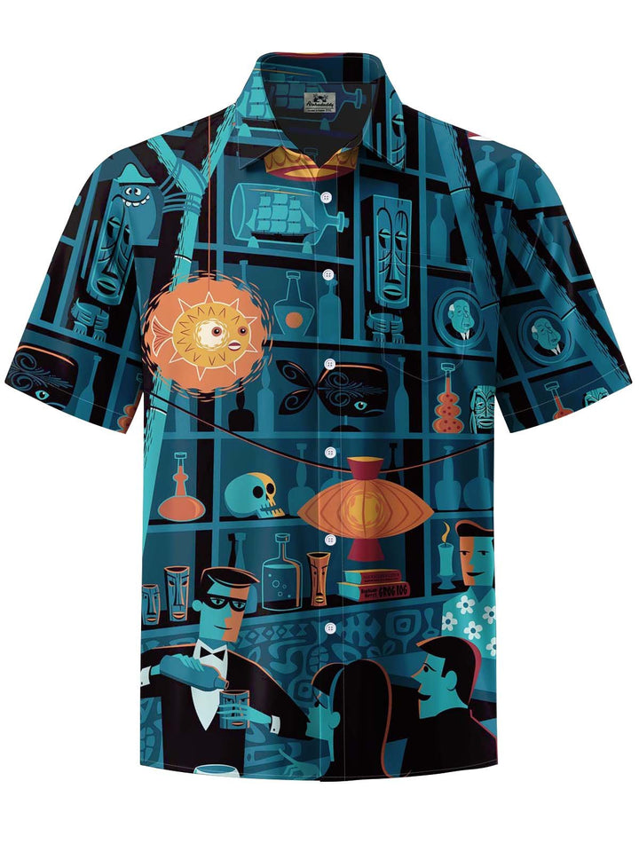 Alohadaddy® Retro Cartoon Atom Print Art Pocket Stretch Men&