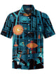 Alohadaddy® Retro Cartoon Atom Print Art Pocket Stretch Men's Short Sleeve Shirt Big & Tall