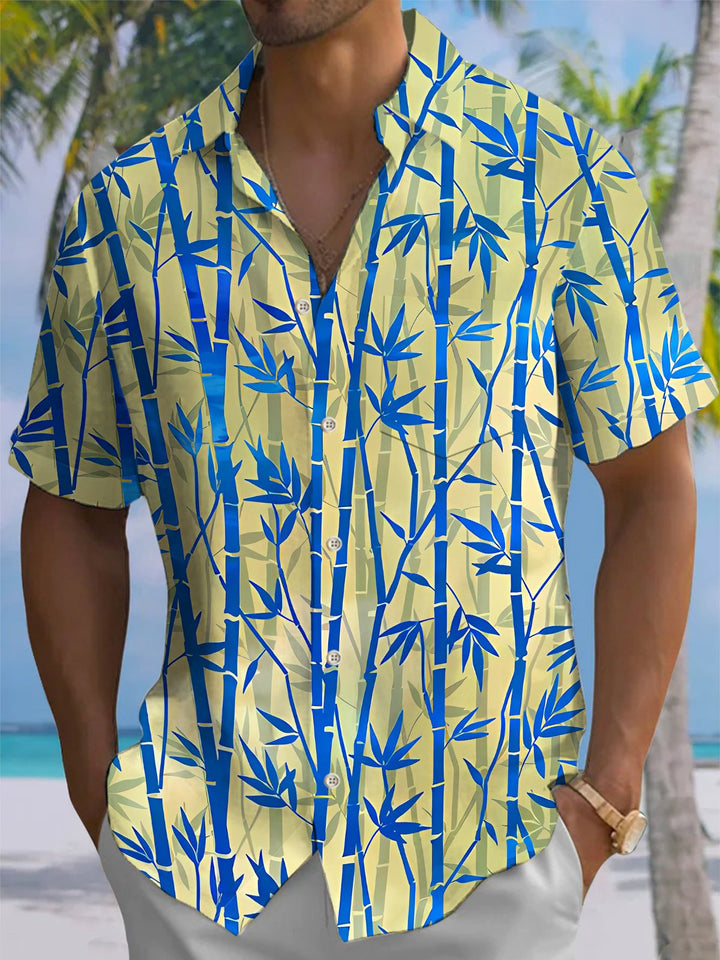 Alohadaddy® Hawaiian Bamboo Print Button Pocket Men&