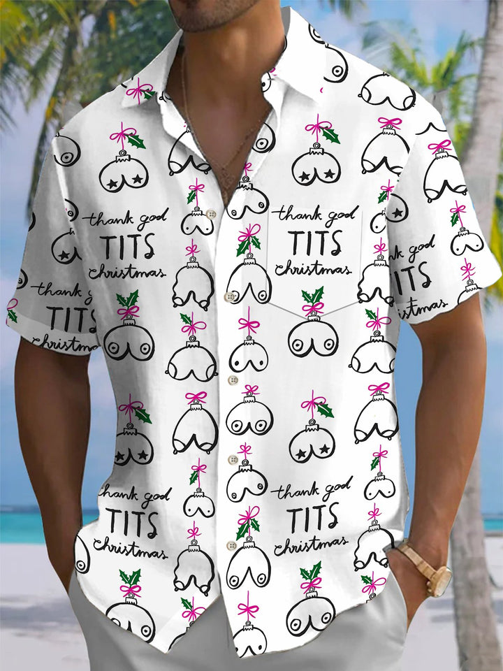 Alohadaddy® Casual Geometric Christmas Print Pocket Stretch Men&