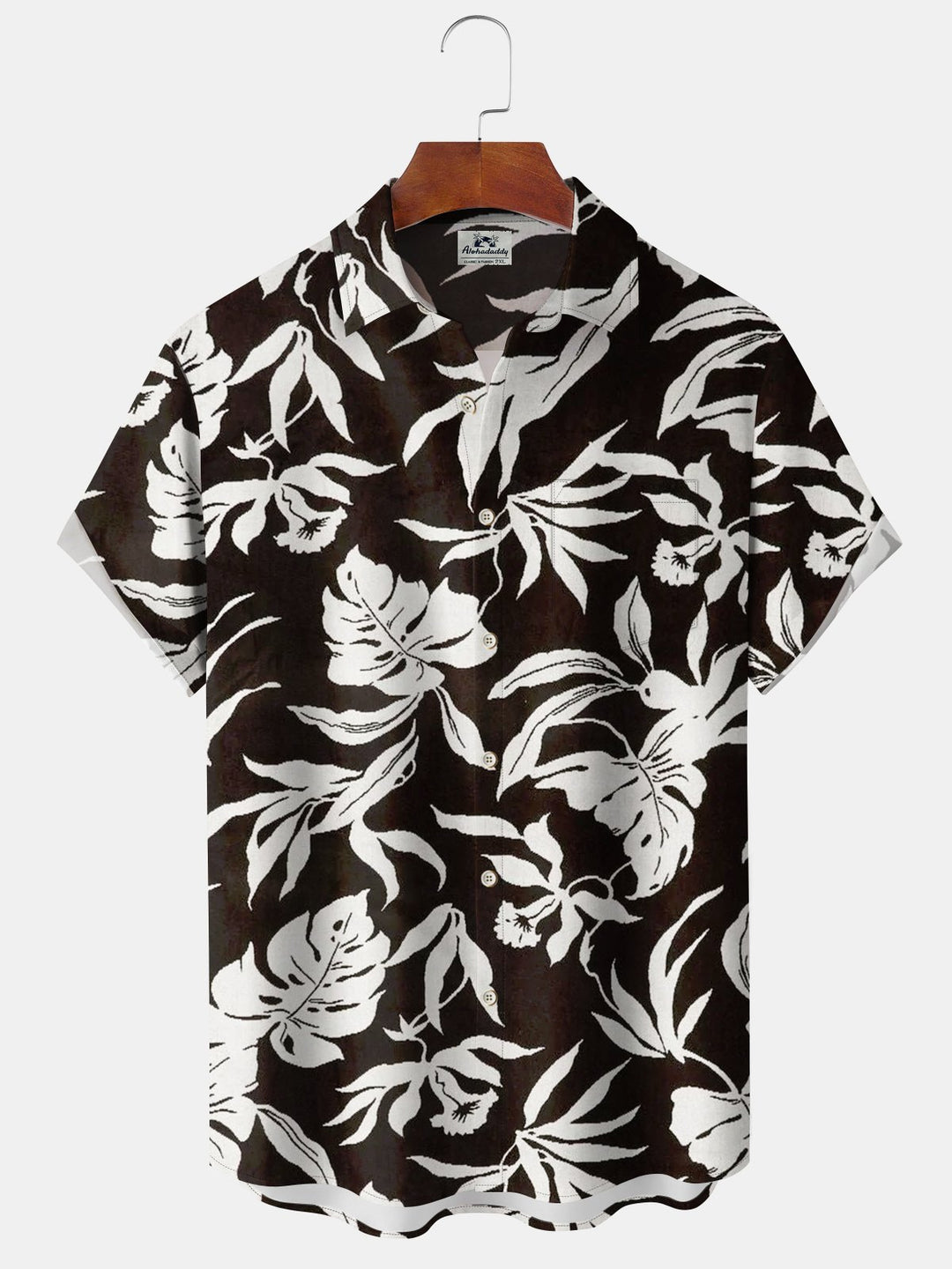 Alohadaddy® Vintage Leaf Print Pocket Button Stretch Men&