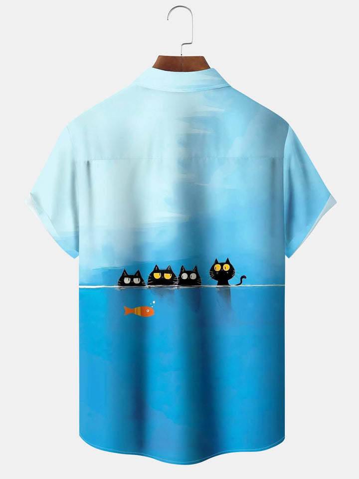 Alohadaddy® Hawaiian Ocean Fun Cat Print Men&