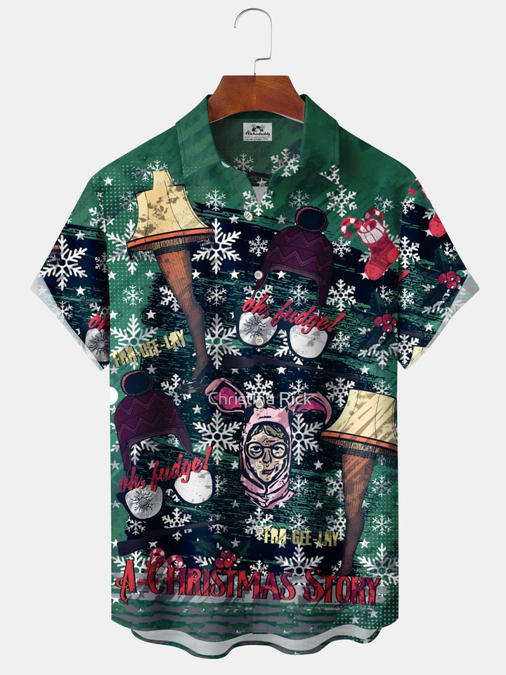 Alohadaddy® Christmas Graffiti Print Pocket Elastic Button Men&