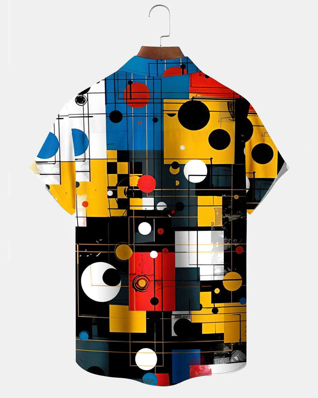 Alohadaddy® Retro Geometric Print Art Pocket Button Stretch Men&