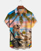 Alohadaddy® Hawaiian Vacation Fun Dog Print Art Pocket Button Men's Short-Sleeve Shirt Big & Tall