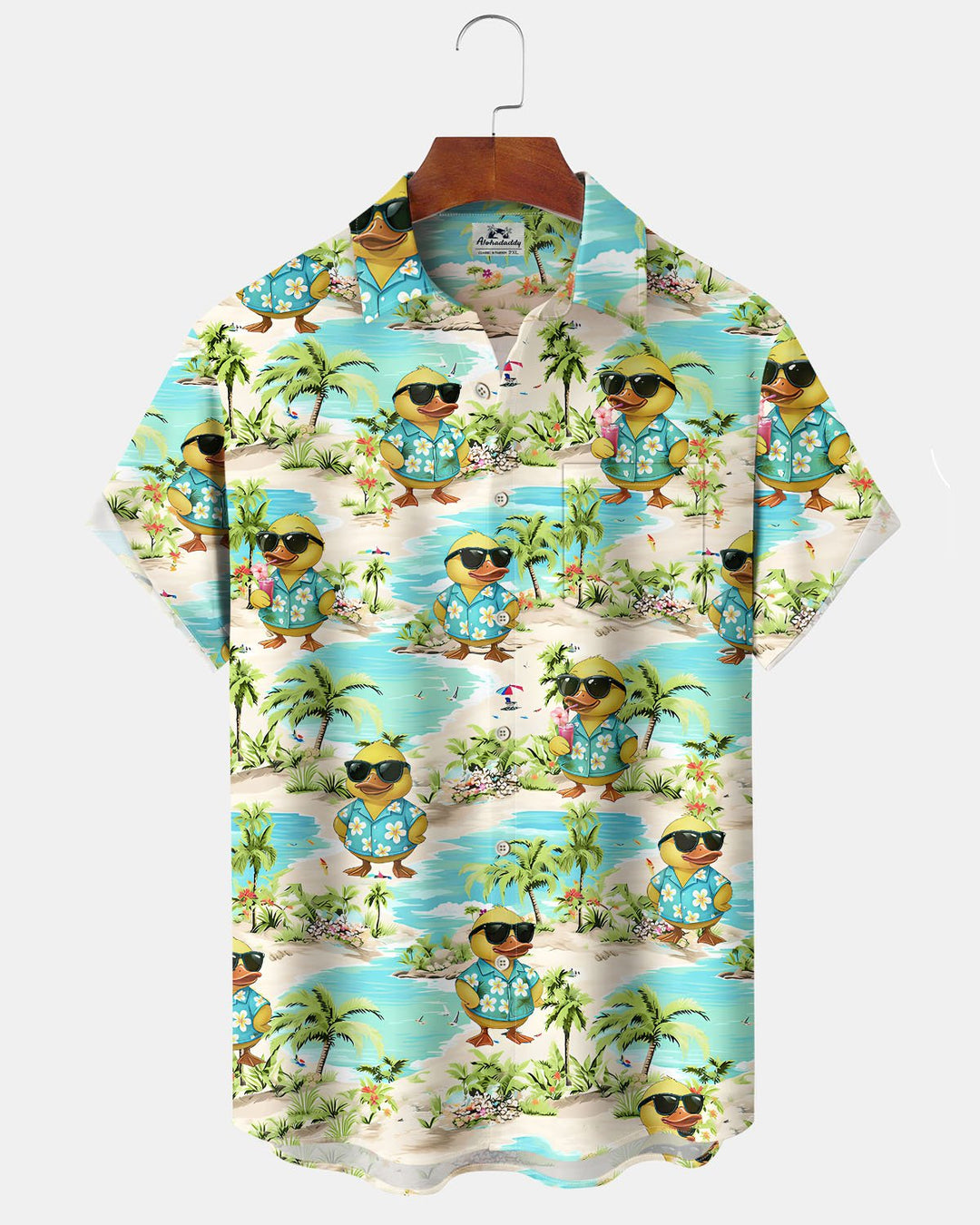 Alohadaddy® Casual Floral Duck Print Art Button Pocket Cardigan Men&