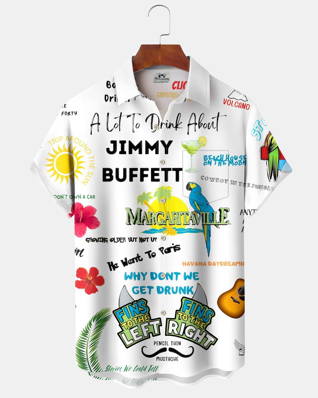 Alohadaddy® Hawaiian Parrot Print Art Button Pocket Cardigan Men&