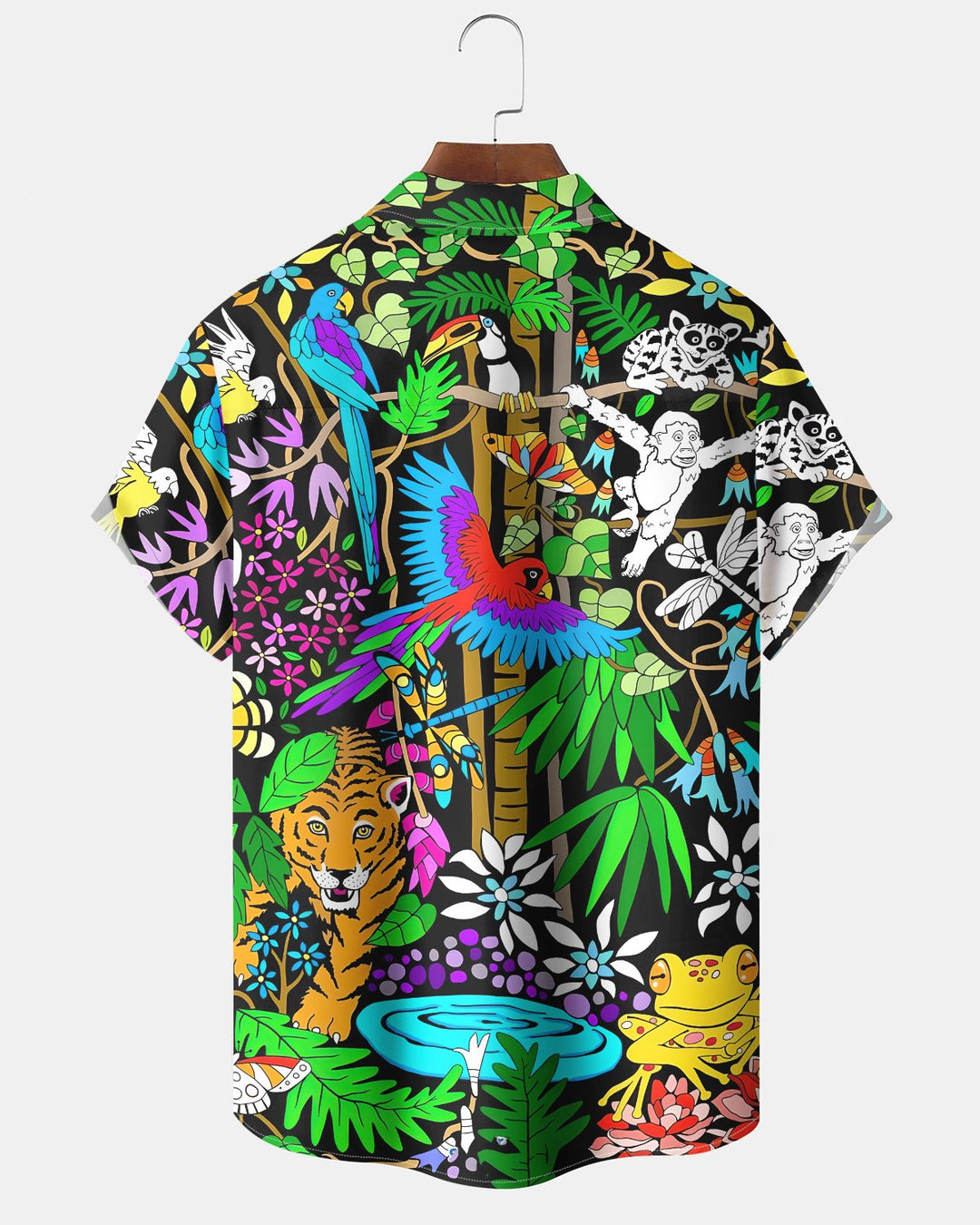 Alohadaddy® Hawaiian Palm Leaf Print Art Button Pocket Cardigan Men&