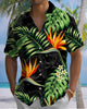 Alohadaddy® Hawaiian Palm Leaf Print Art Button Pocket Cardigan Men's Short Sleeve Shirt Big & Tall