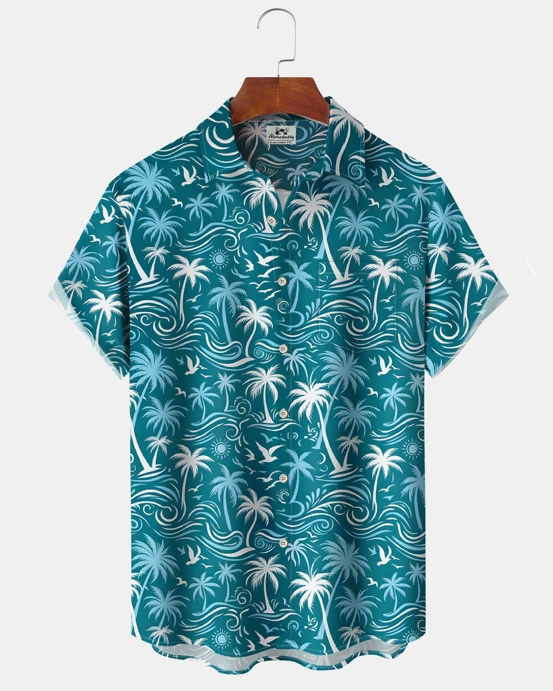 Alohadaddy® Hawaiian Palm Tree Print Art Button Pocket Cardigan Men&