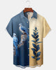 Alohadaddy® Hawaiian Leaf Print Art Button Pocket Cardigan Men's Short Sleeve Shirt Big & Tall