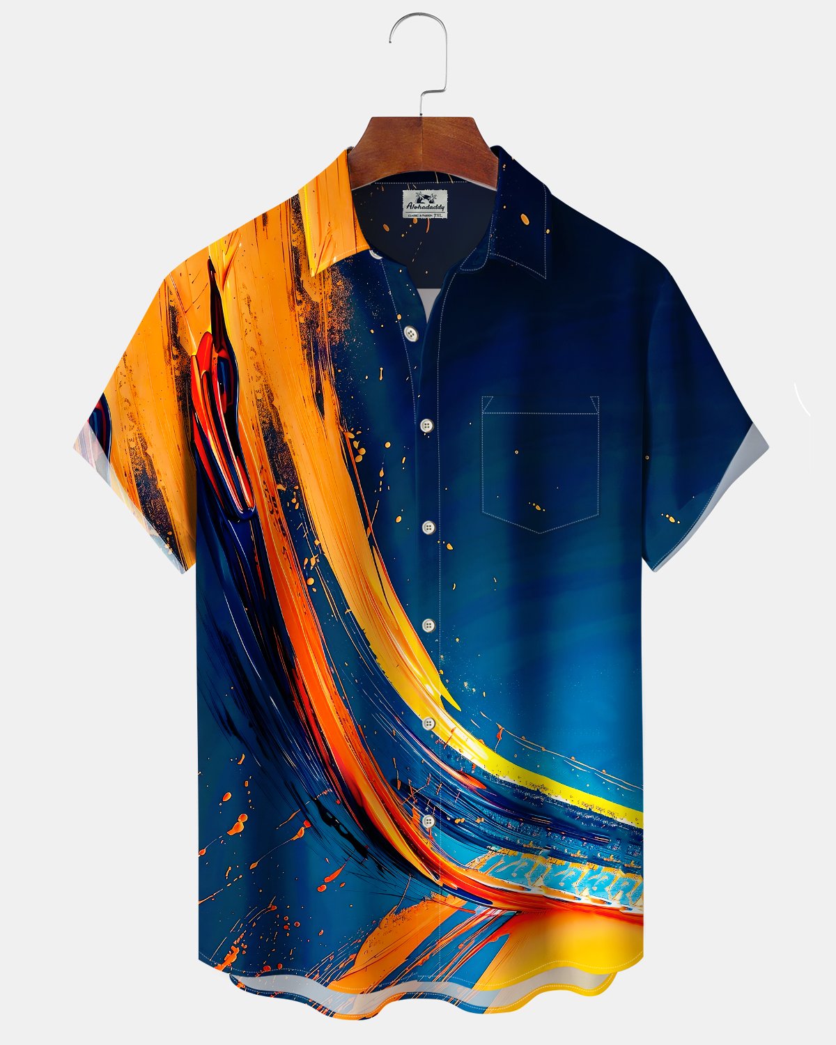 Alohadaddy® Vintage Striped Print Art Button Pocket Cardigan Men's Short Sleeve Shirt Big & Tall