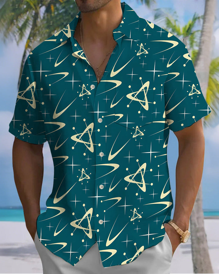 Alohadaddy® Casual Geometric Print Art Button Pocket Cardigan Men&