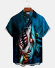 Alohadaddy® Casual Shark Print Art Button Pocket Cardigan Men's Short Sleeve Shirt