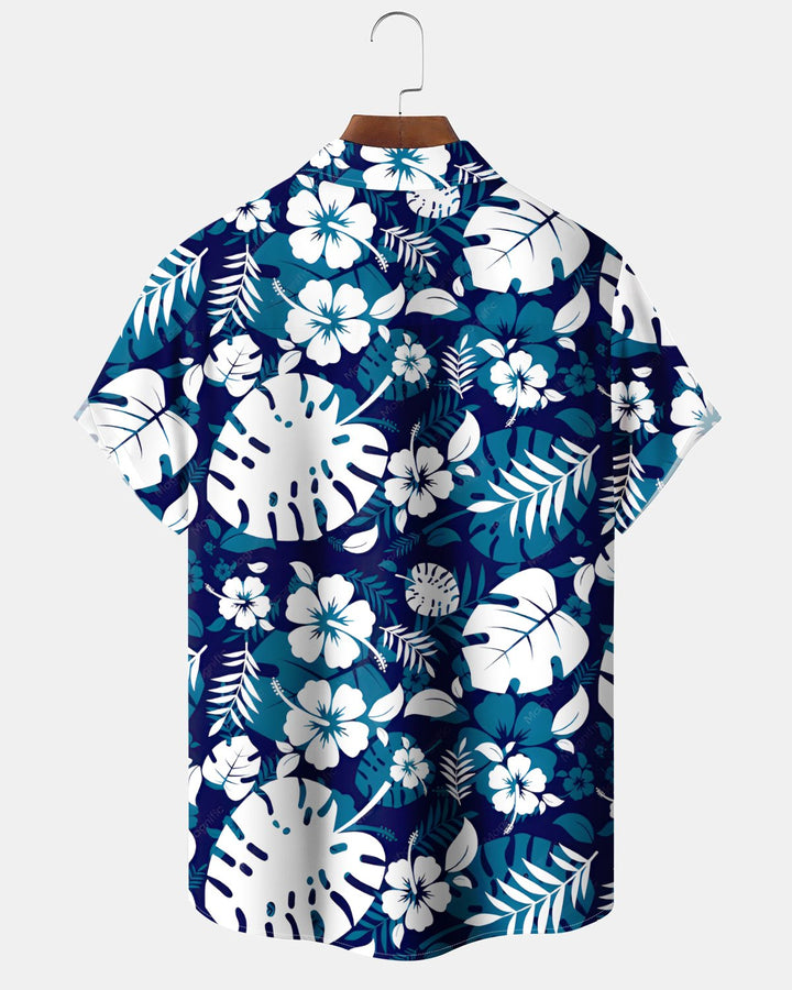 Alohadaddy® Hawaiian Palm Leaf Print Art Button Pocket Cardigan Men&