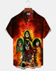 Alohadaddy® Retro Rock Band Print Art Button Pocket Cardigan Men's Short Sleeve Shirt