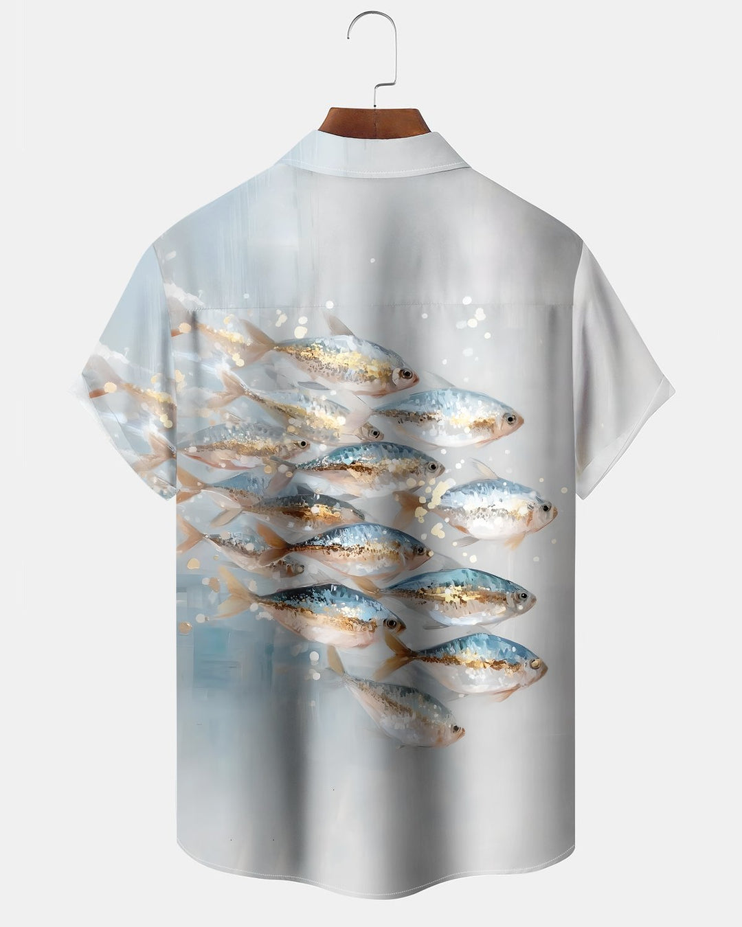 Alohadaddy® Hawaiian Fish Print Art Button Pocket Cardigan Men&